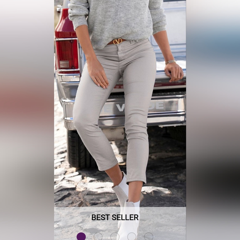 Lascana Skinny leg cropped Grey pants, Size 8 NWT